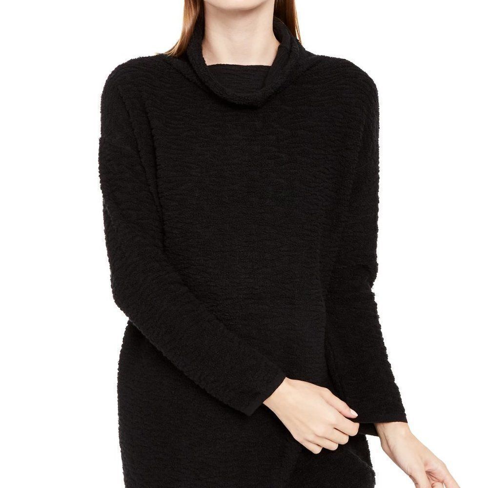 Eileen Fisher Textured Cowl-Neck Sweater In Black